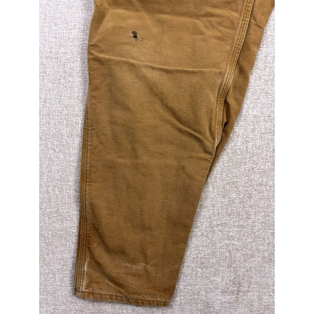Carhartt B111 BRN Mens 36x30 Flannel Lined Duck Canvas Work Pants Brown Plaid